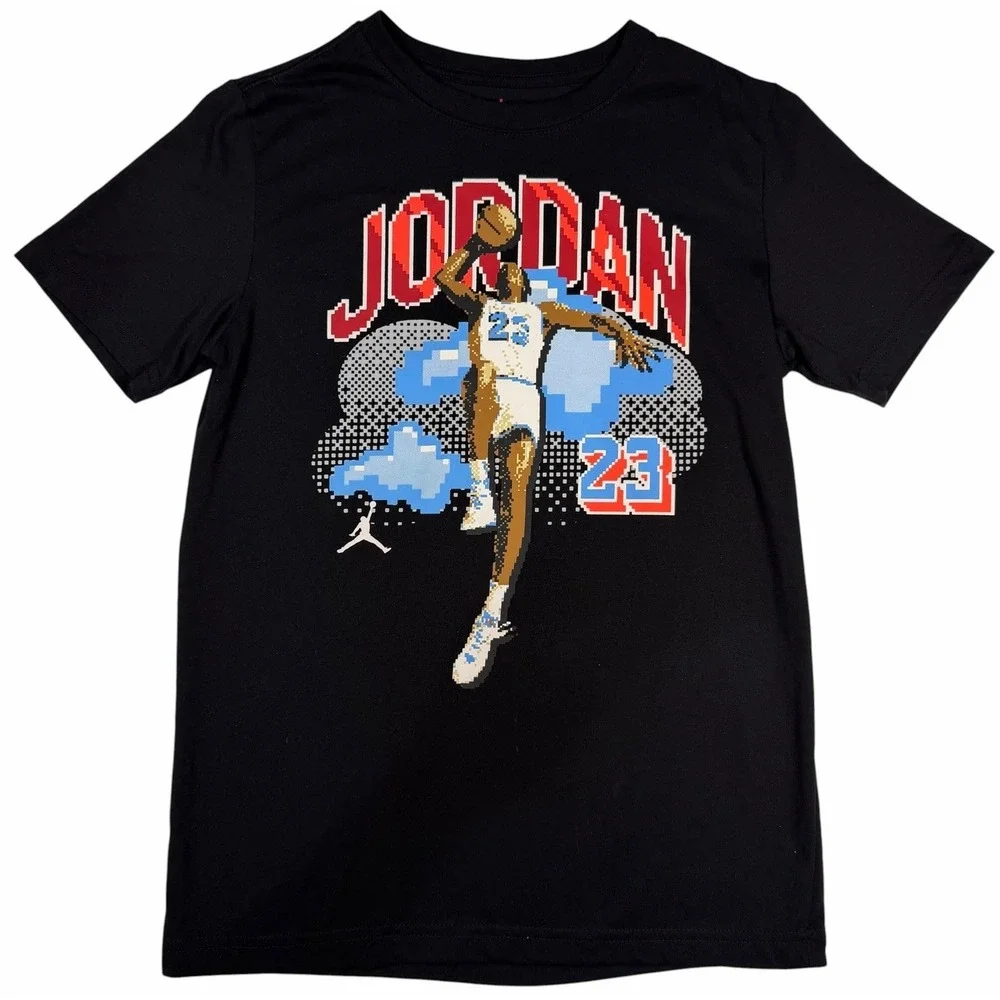 Air Jordan Air Digi Tee Pixel Basketball  T-Shirt Boys Black Size Youth Large